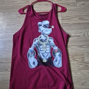 Popeye Graphic Tank Top - Deep Red